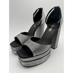 Rhinestone Platform Heels Women's 11 EU 43 Ankle Strap Chunky High